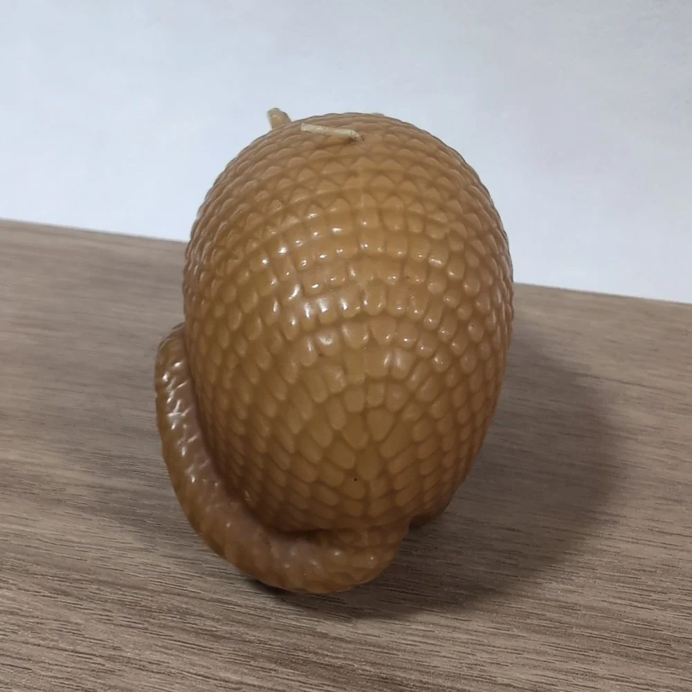 Vintage Candleign Armadillo Candle Houston TX Textured Wax Figurine Southwestern